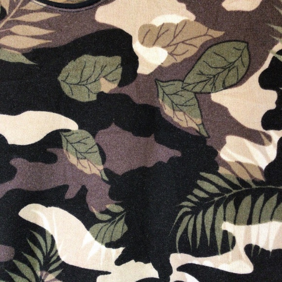 Kaktus Camo Leaf Print Top Boho Utility Long Sleeve Stretch Blouse Work Casual - Picture 6 of 8